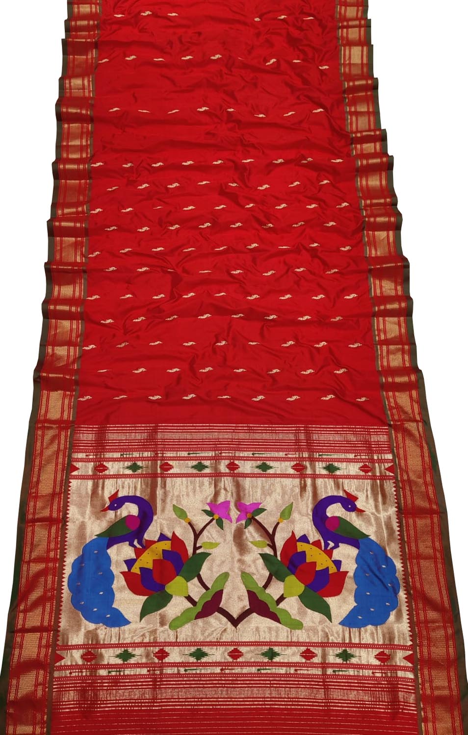in Pure Silk Red Paithani Handloom Saree