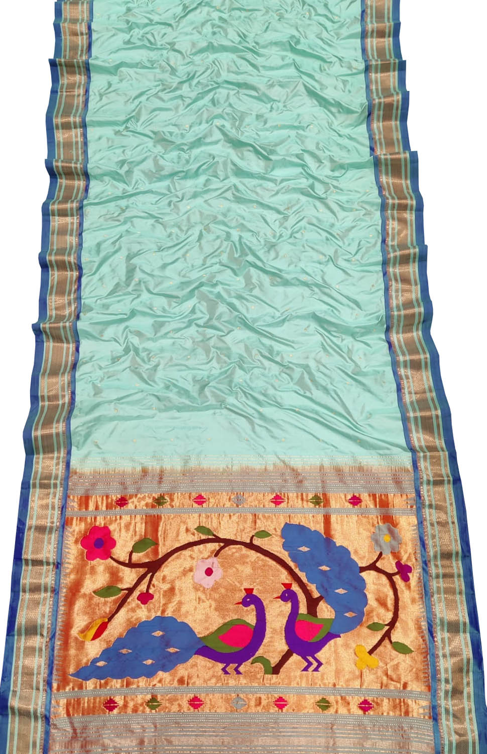 Pure Silk Blue Paithani Handloom Saree - Traditional Elegance