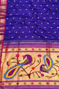 Pure Silk Blue Paithani Handloom Saree: Traditional Elegance - Luxurion World