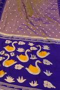 Purple Shot Paithani Handloom Pure Silk Single Muniya Border Saree - Luxurion World