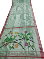 Green Paithani Handloom Pure Silk Muniya Border Saree - Luxurion World