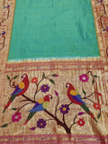 Green Paithani Handloom Pure Silk Saree - Luxurion World