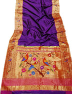 Purple Paithani Handloom Pure Silk Saree - Luxurion World