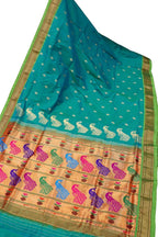 Blue Paithani Peacock Design Pure Silk Saree - Luxurion World