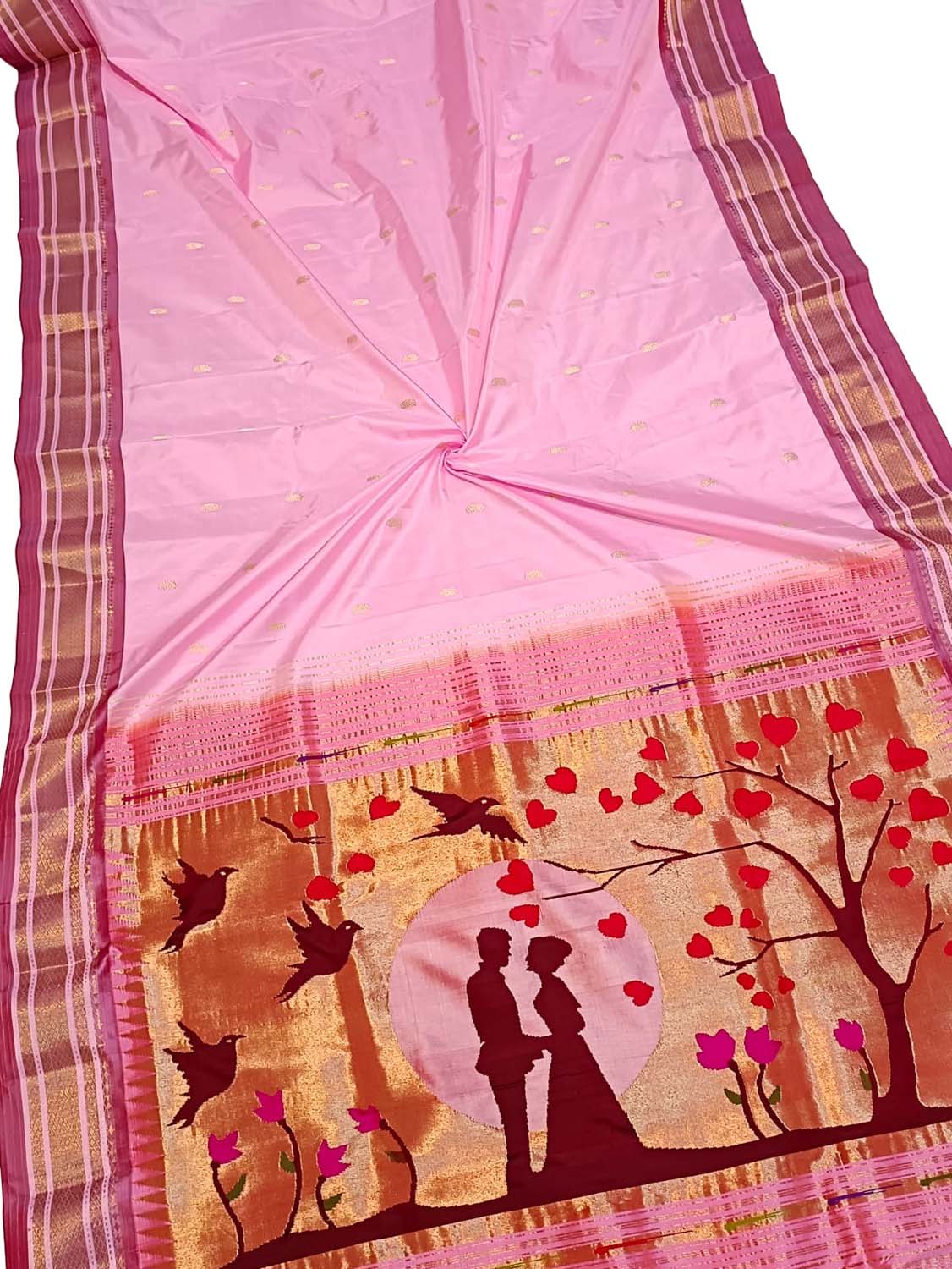 Pink Paithani Handloom Pure Silk Saree - Luxurion World