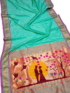 Green Paithani Handloom Pure Silk Saree - Luxurion World