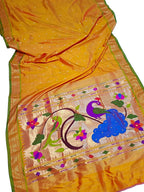 Yellow Paithani Handloom Pure Silk Saree - Luxurion World