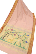 Pink Paithani Handloom Pure Cotton Saree - Luxurion World