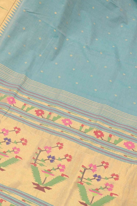 Blue Paithani Handloom Pure Cotton Saree