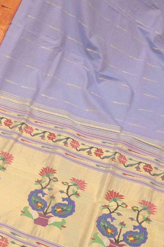 Purple Paithani Handloom Pure Cotton Saree - Luxurion World