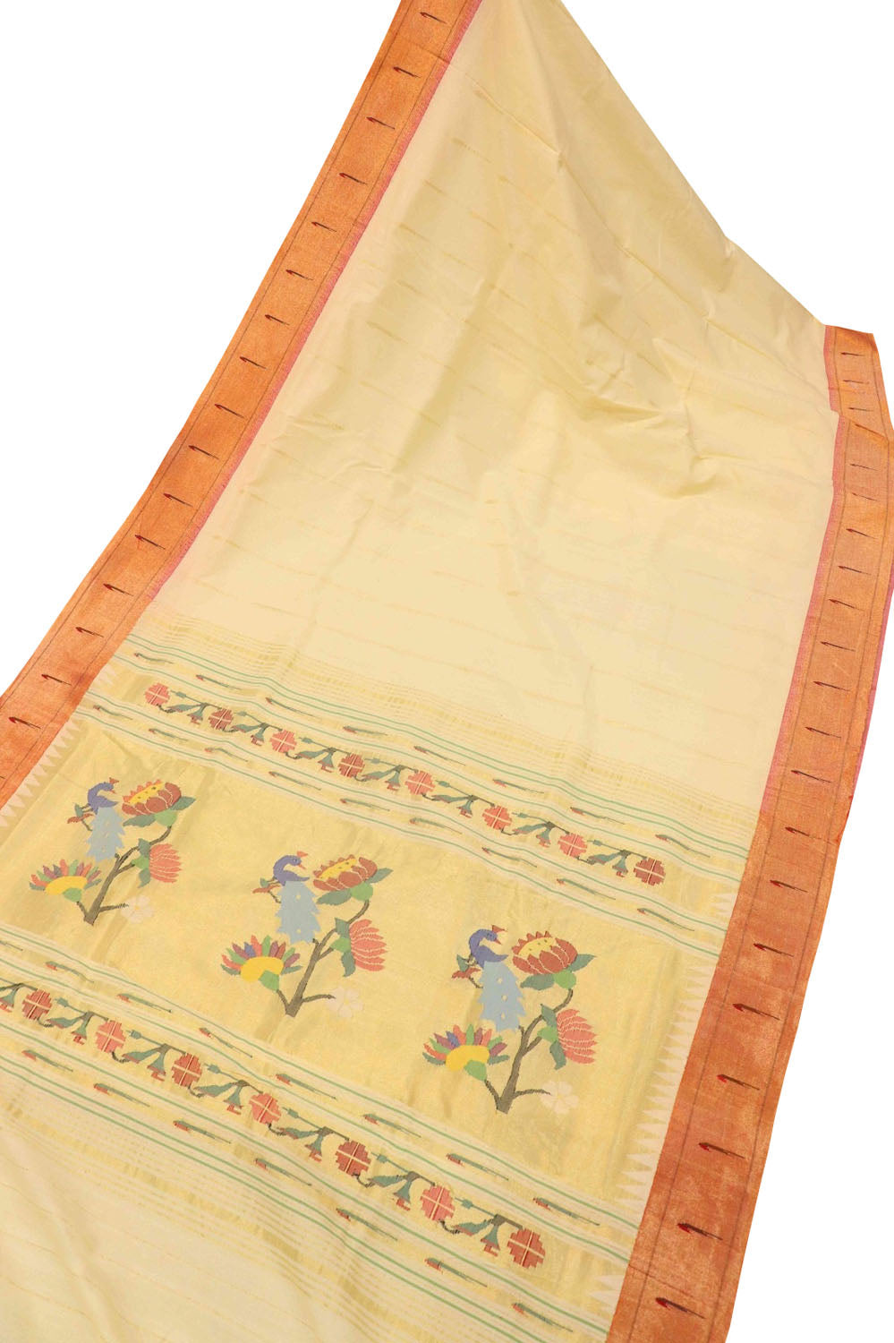 Pastel Paithani Handloom Pure Cotton Saree - Luxurion World