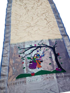 Off White Paithani Handloom Pure Silk Saree - Luxurion World
