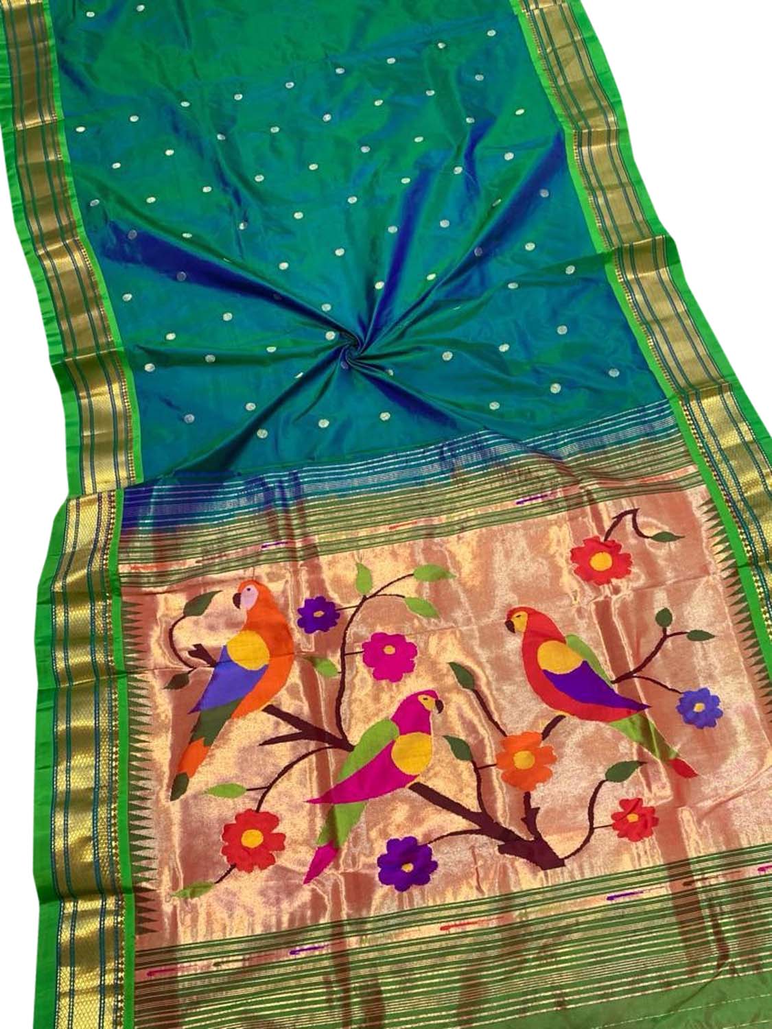 Green Paithani Handloom Pure Silk Saree