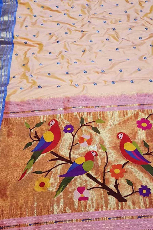 Pastel Paithani Handloom Pure Silk Saree - Luxurion World