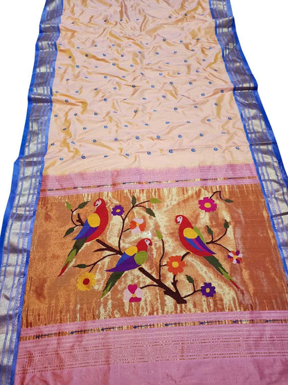 Pastel Paithani Handloom Pure Silk Saree - Luxurion World