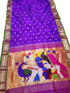 Purple Paithani Handloom Pure Silk Saree - Luxurion World