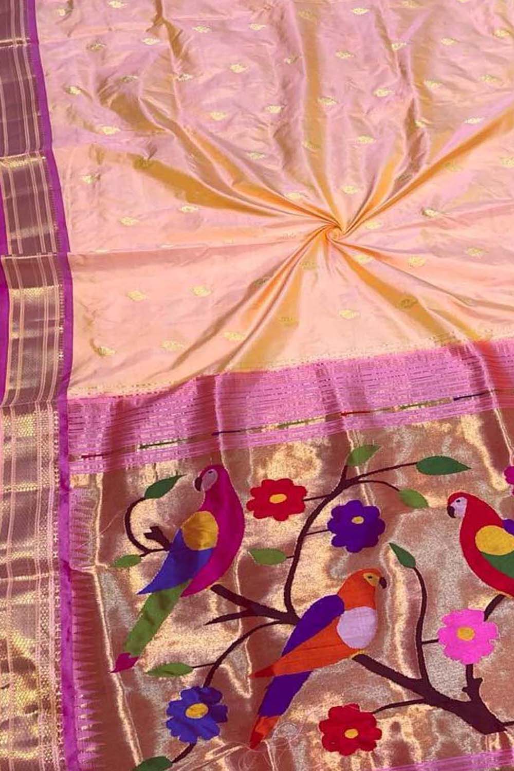 Pink Paithani Handloom Pure Silk Saree - Luxurion World