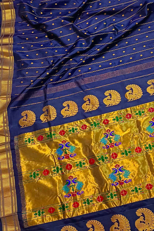 Blue Paithani Handloom Pure Silk Saree - Luxurion World