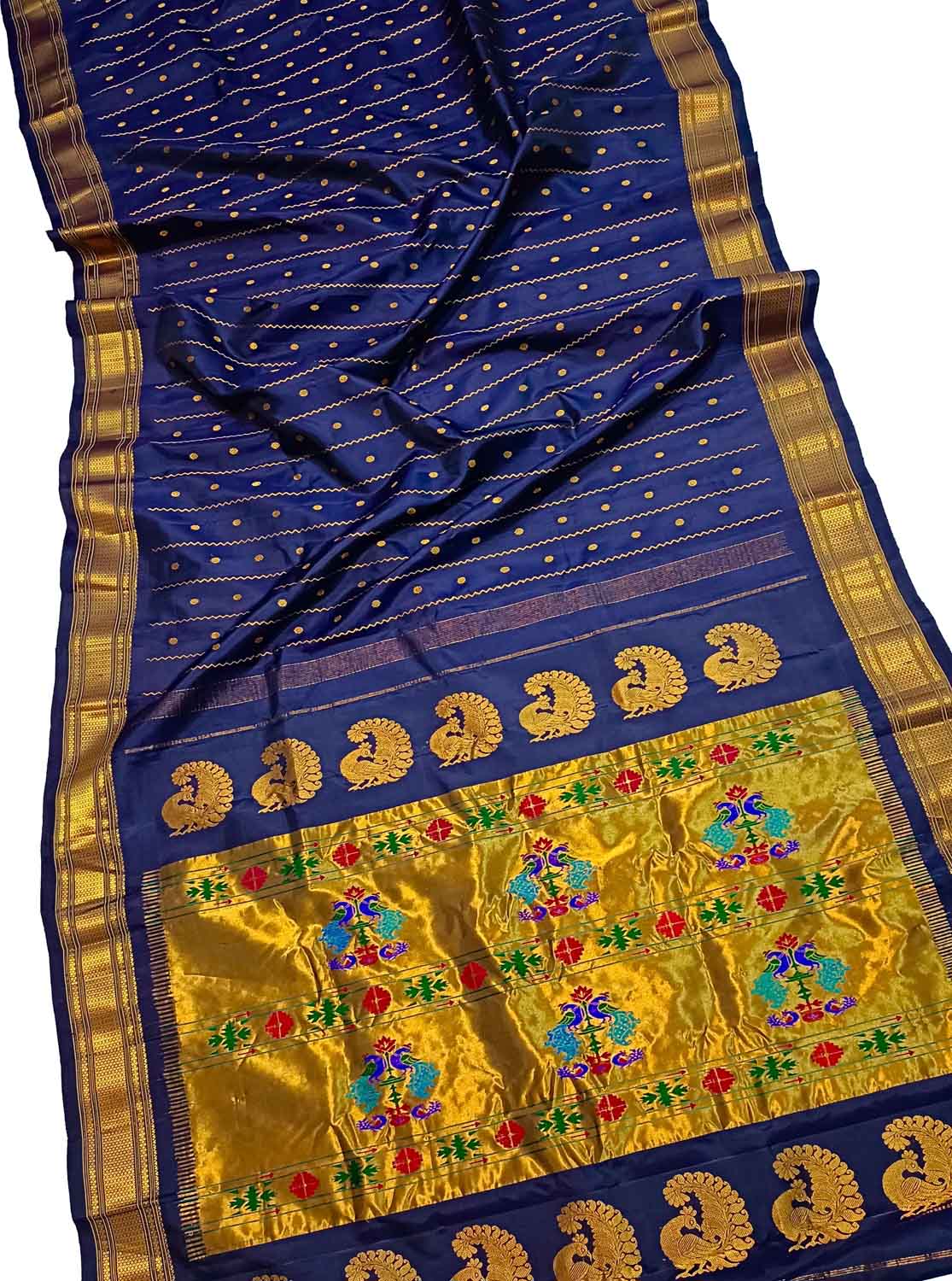 Blue Paithani Handloom Pure Silk Saree - Luxurion World