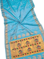 Blue Paithani Handloom Pure Silk Saree - Luxurion World