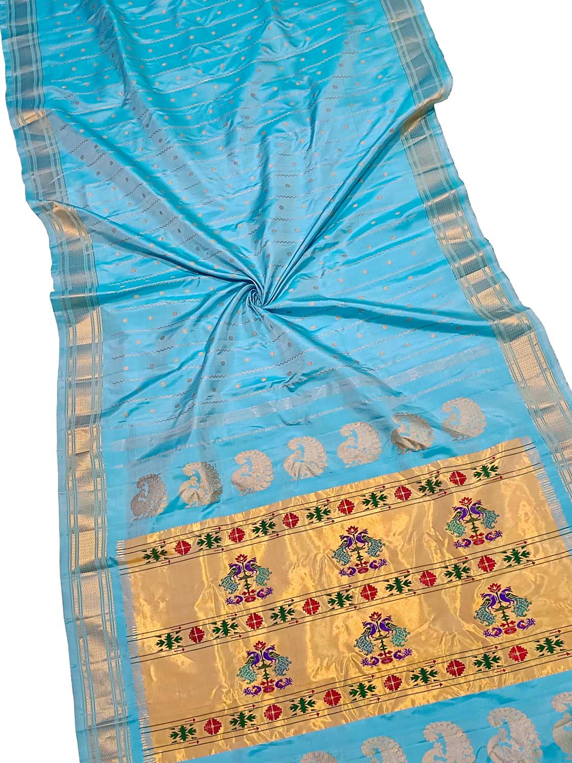 Blue Paithani Handloom Pure Silk Saree - Luxurion World
