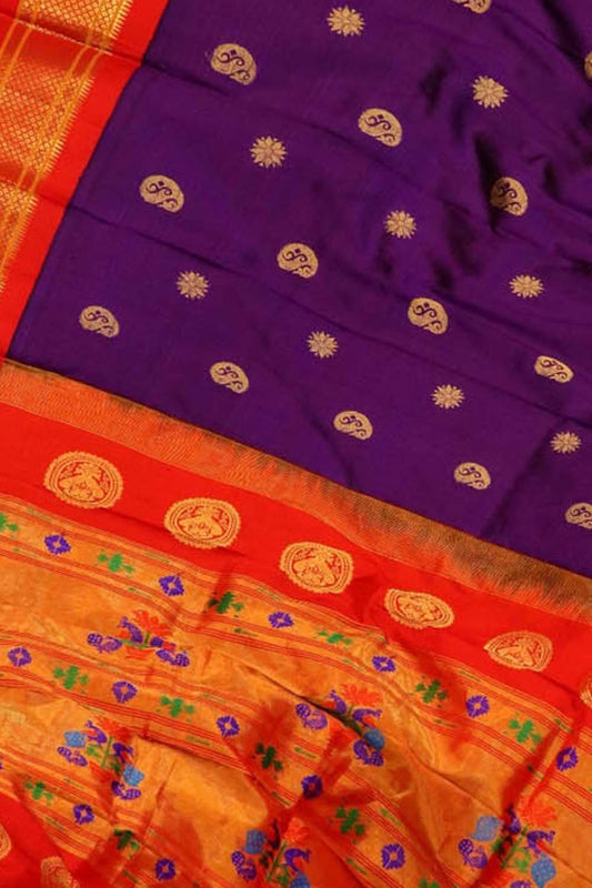 Elegant Purple Paithani Handloom Silk Saree: A Timeless Classic - Luxurion World