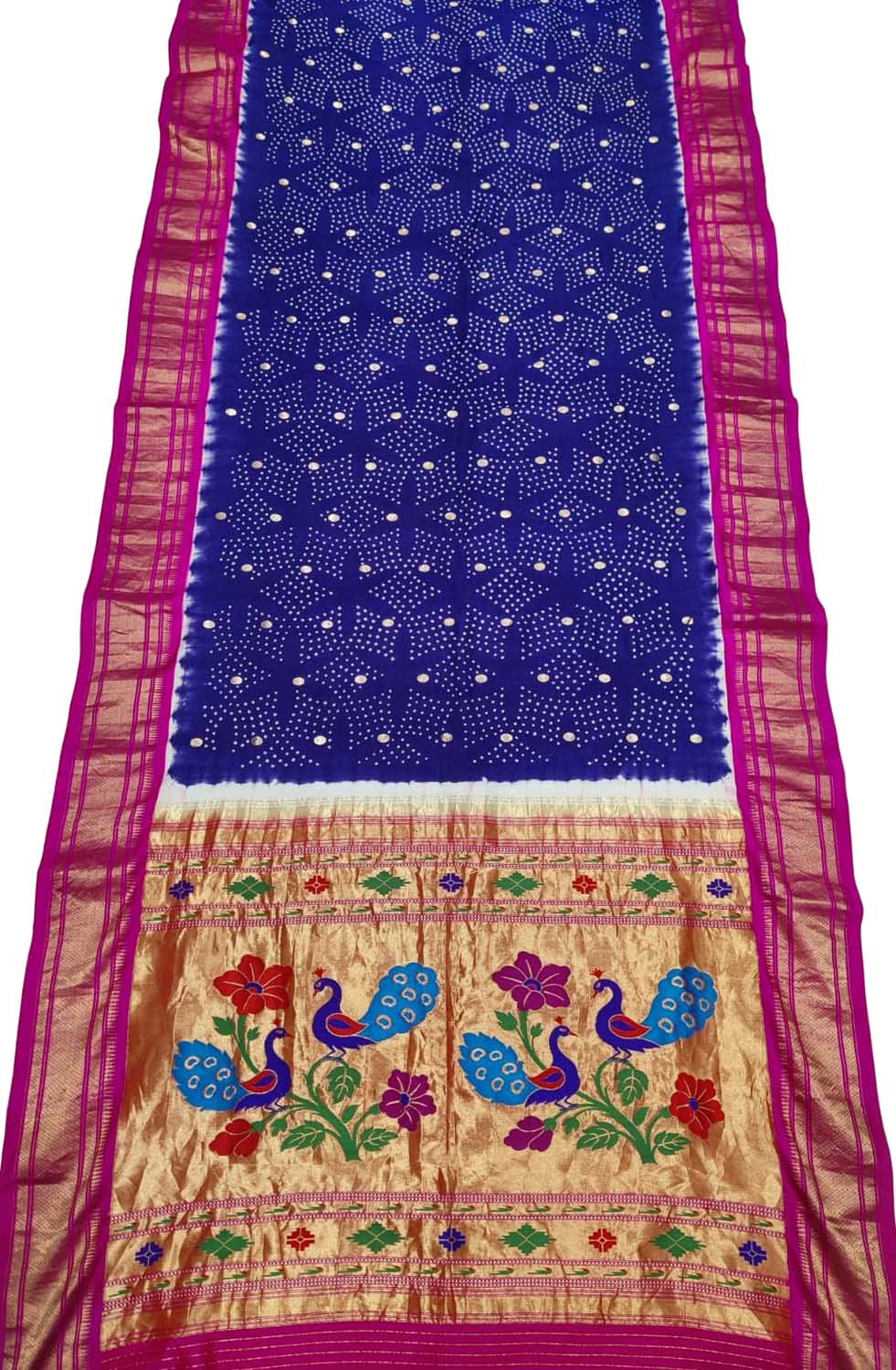Exquisite Blue Paithani Bandhani Handloom Silk Saree: A Timeless Masterpiece - Luxurion World