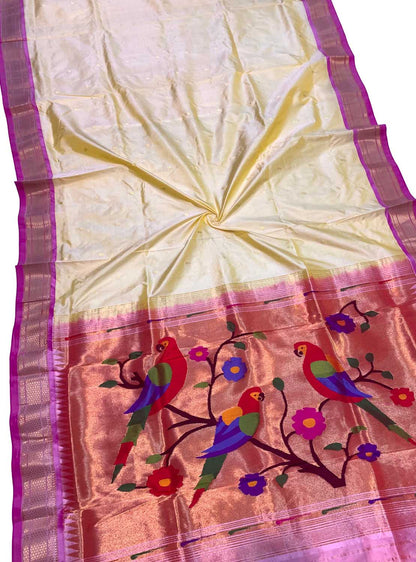 Elegant Pastel Paithani Handloom Silk Saree: A Timeless Classic - Luxurion World
