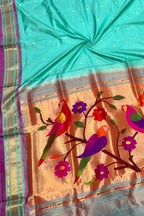 Exquisite Blue Paithani Handloom Pure Silk Saree: Timeless Elegance - Luxurion World