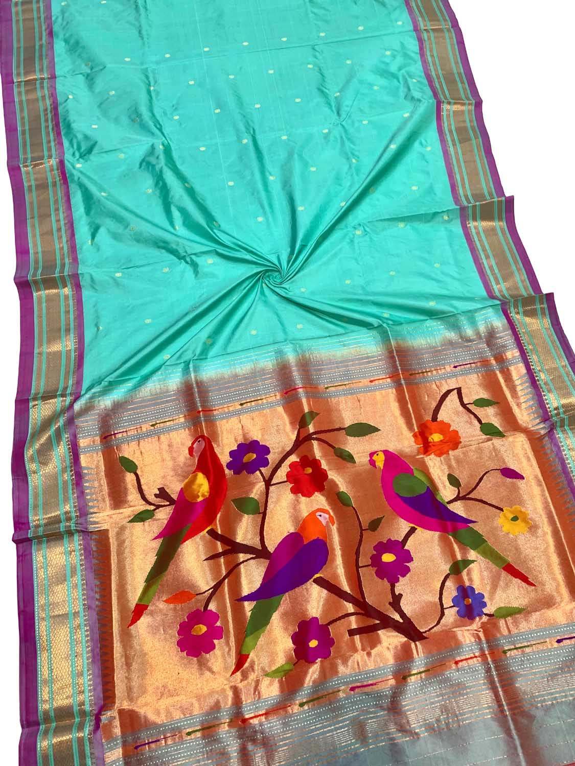 Exquisite Blue Paithani Handloom Pure Silk Saree: Timeless Elegance - Luxurion World