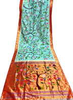 Exquisite Blue Paithani Handloom Silk Saree: Timeless Elegance - Luxurion World