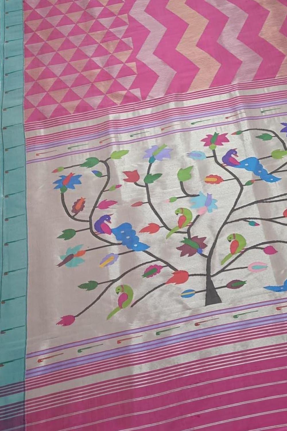 Exquisite Pink Paithani Handloom Pure Silk Saree: Timeless Elegance - Luxurion World