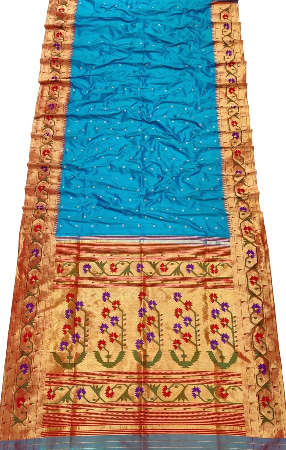 Exquisite Blue Paithani Handloom Pure Silk Saree: Timeless Elegance - Luxurion World