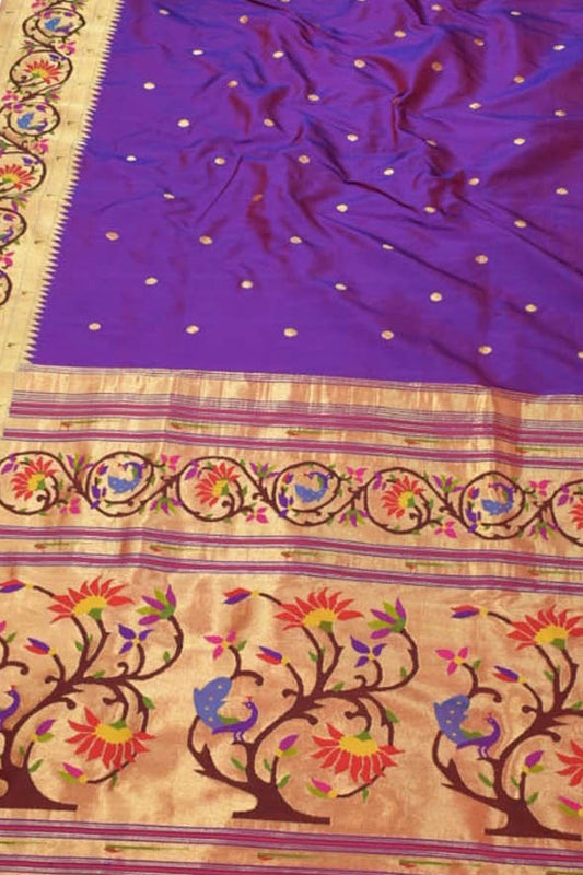 Elegant Purple Paithani Handloom Silk Saree: A Timeless Classic