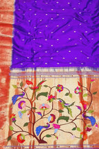 Exquisite Purple Handloom Paithani Silk Saree with Triple Muniya Border - Luxurion World