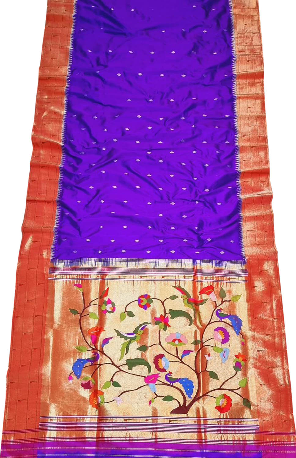 Exquisite Purple Handloom Paithani Silk Saree with Triple Muniya Border - Luxurion World