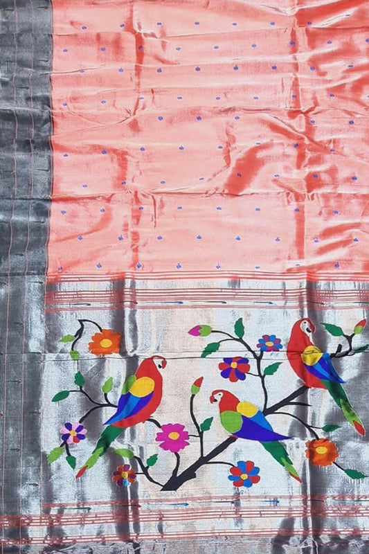 Pink Silk Triple Muniya Border Saree - Luxurion World