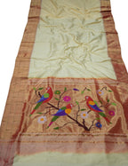 Pastel Handloom Paithani Silk Saree with Triple Muniya Border - Luxurion World