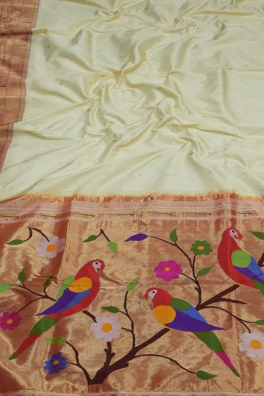 Exquisite Yellow Paithani Handloom Silk Saree: A Timeless Elegance