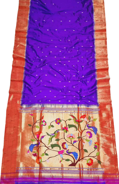 Elegant Purple Paithani Handloom Pure Silk Saree - Luxurion World