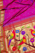 Elegant Pink Handloom Paithani Pure Silk Saree - Luxurion World