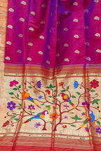 Elegant Purple Handloom Paithani Silk Saree with Muniya Border - Luxurion World