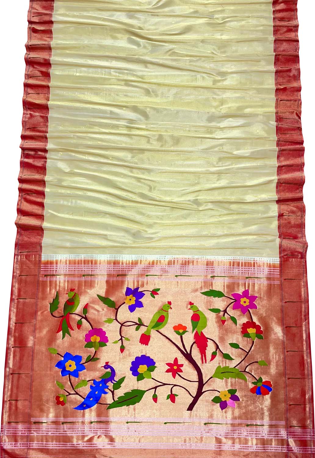 Yellow Paithani Handloom Pure Tissue Silk Saree - Luxurion World