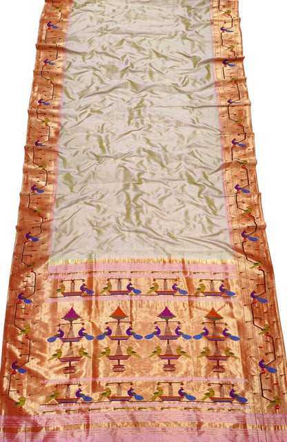 Elegant Pastel Paithani: Handloom Silk Saree - Timeless Grace and Beauty - Luxurion World