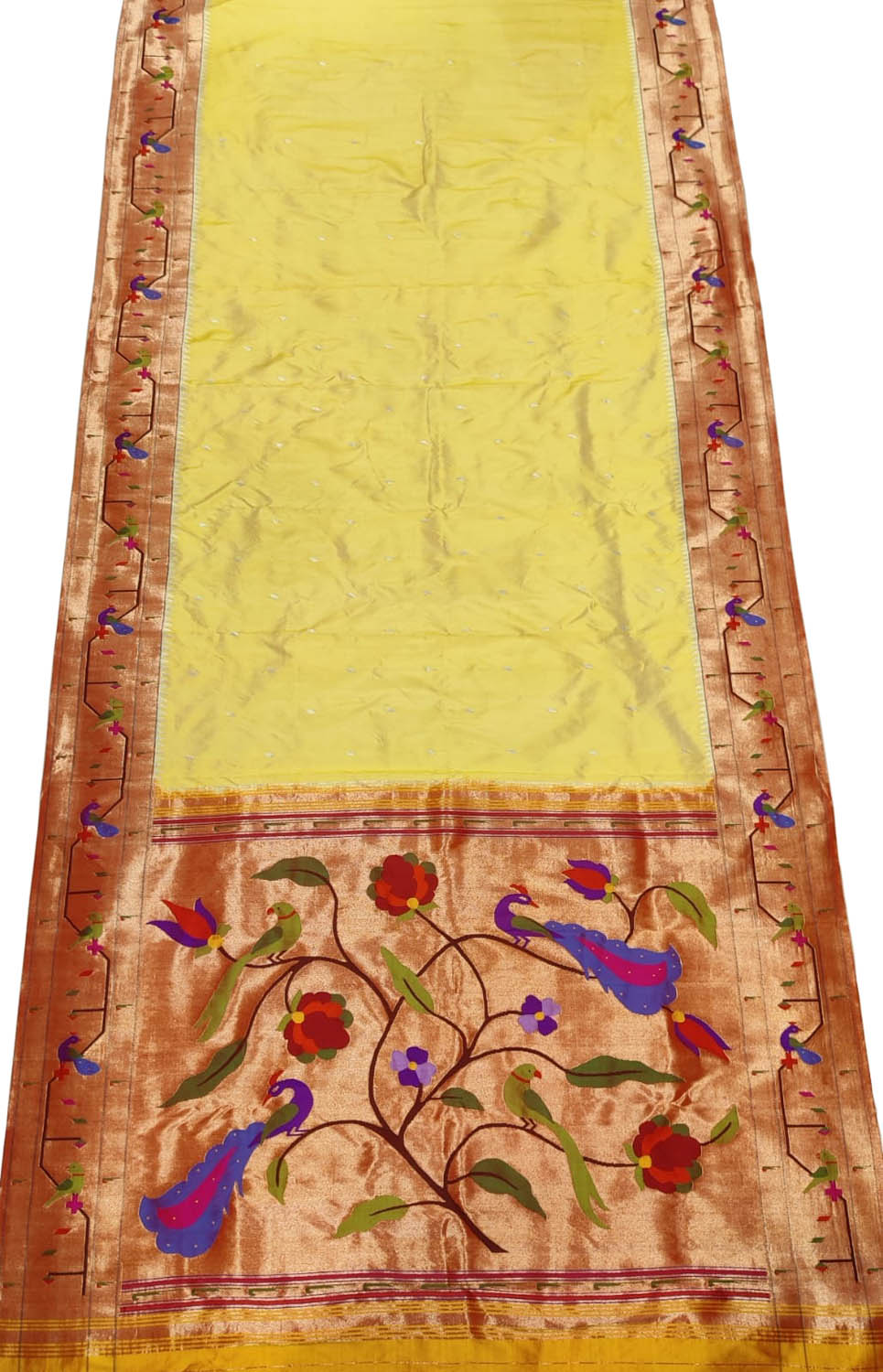 Timeless Elegance: Exquisite Yellow Paithani Handloom Silk Saree - Luxurion World