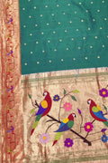 Timeless Elegance: Exquisite Green Paithani Handloom Pure Silk Saree - Luxurion World