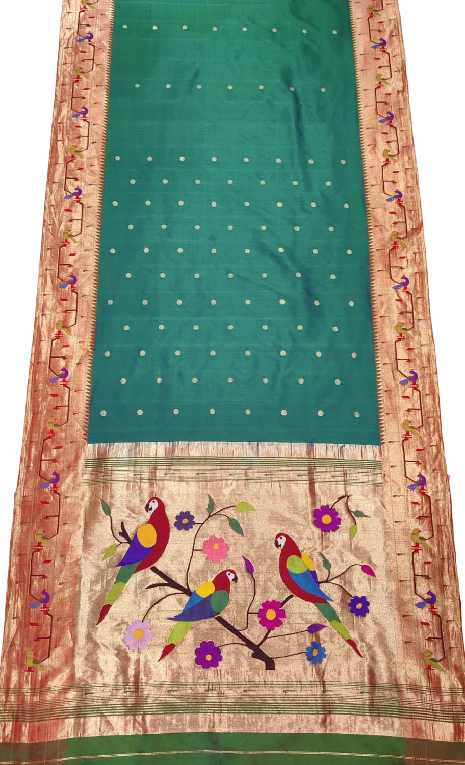 Timeless Elegance: Exquisite Green Paithani Handloom Pure Silk Saree - Luxurion World