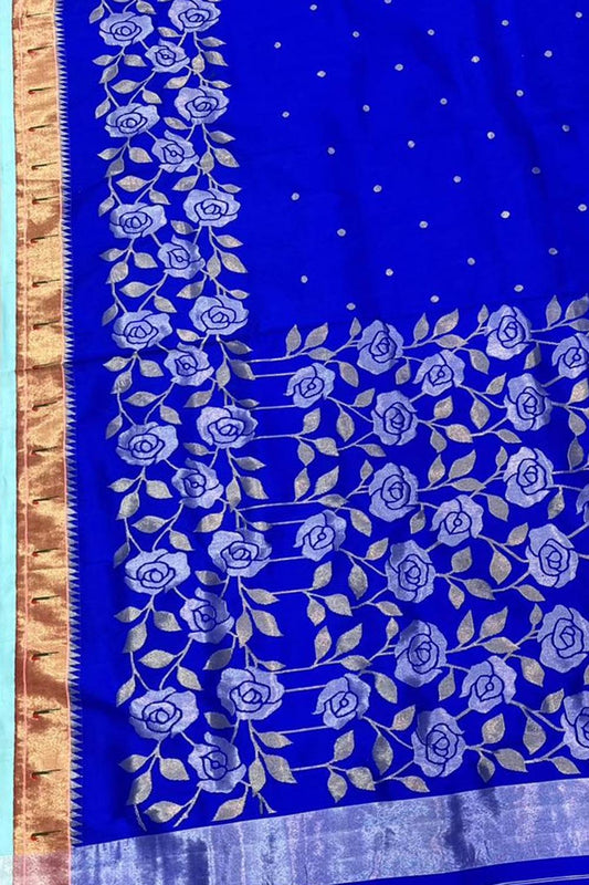 Exquisite Blue Paithani Handloom Silk Saree: A Timeless Masterpiece