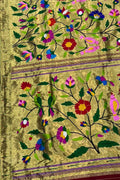 Exquisite Green Paithani Handloom Pure Brocade Tissue Silk Saree - Luxurion World