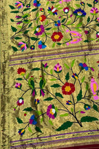 Exquisite Green Paithani Handloom Pure Brocade Tissue Silk Saree - Luxurion World